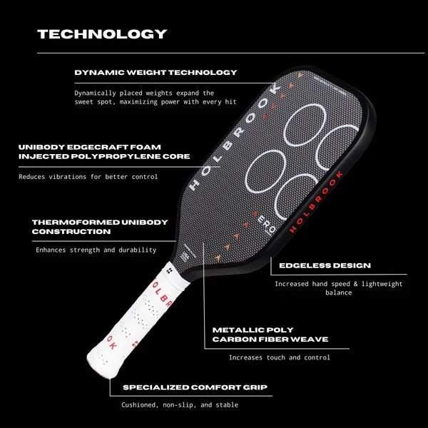 HOLBROOK Pro Aero Metallic T 16mm Pickleball Paddle (Edgeless)