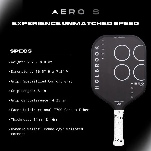 HOLBROOK Pro Aero S 16mm Pickleball Paddle (Edgeless)