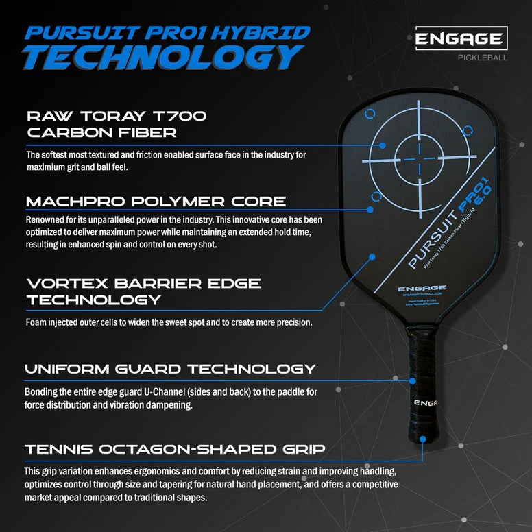 [NEW] ENGAGE Pursuit Pro1 6.0 (Hybrid) 16mm Pickleball Paddle
