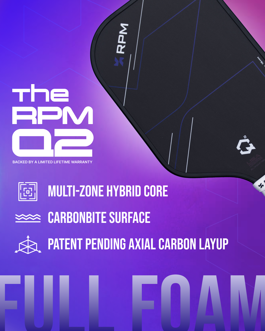 RPM Q2 Full Foam Pickleball Paddle